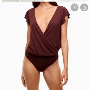Wilfred Maroon V cut bodysuit